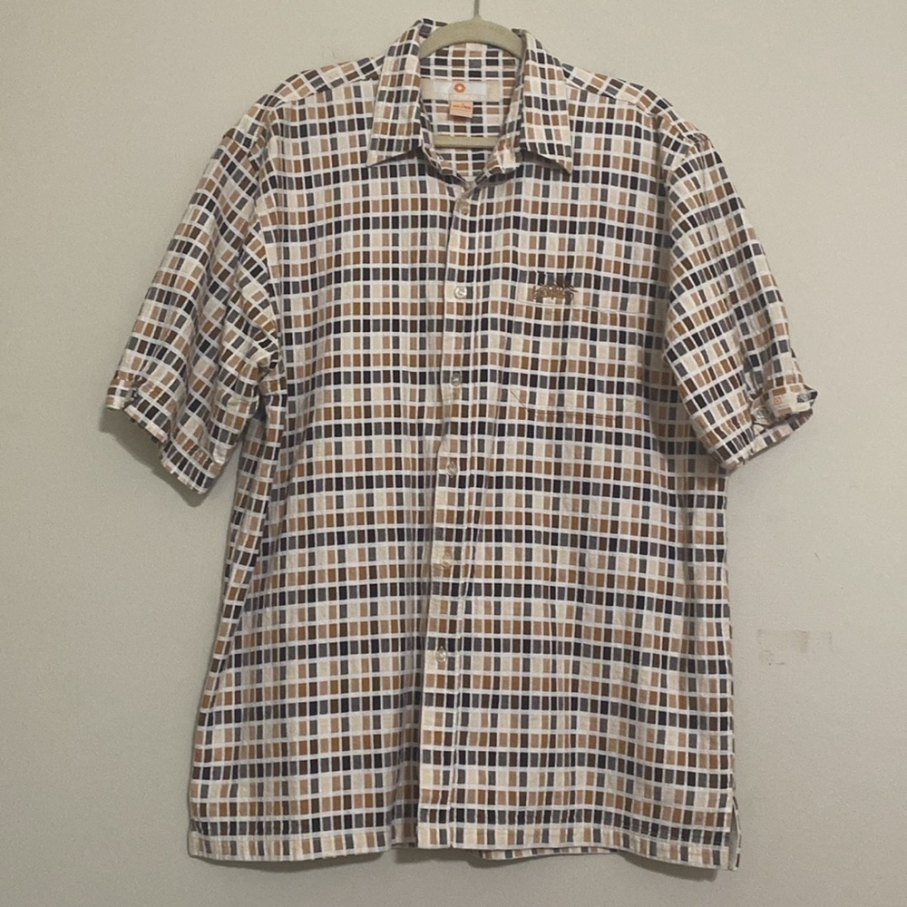 South Pole Casual Button Down Shirt cream mens XL vintage Y2K grandpa retro boho - Picture 9 of 9